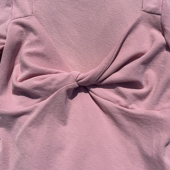 Pink Twist Front Ribbed Long Sleeve Crop Top | Size XS | Y2K Aesthetic - Picture 3 of 5
